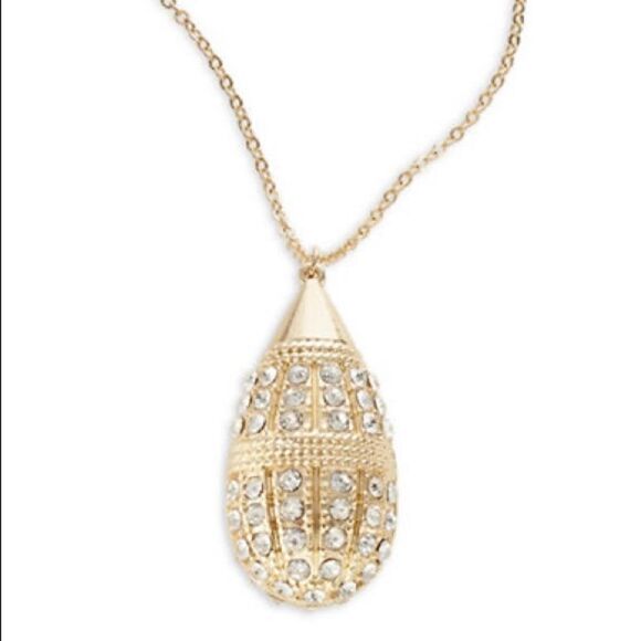 Expression Pave Teardrop Pendant Necklace-GOLD - Picture 1 of 2